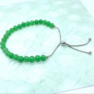 Natural Green Bead Slider Bracelet